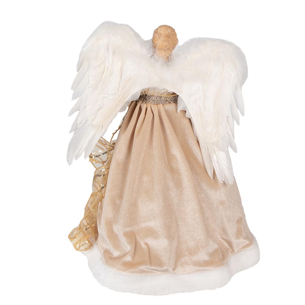 Clayre & Eef Kerstdecoratie Beeld Engel 41 cm Goudkleurig Textiel op