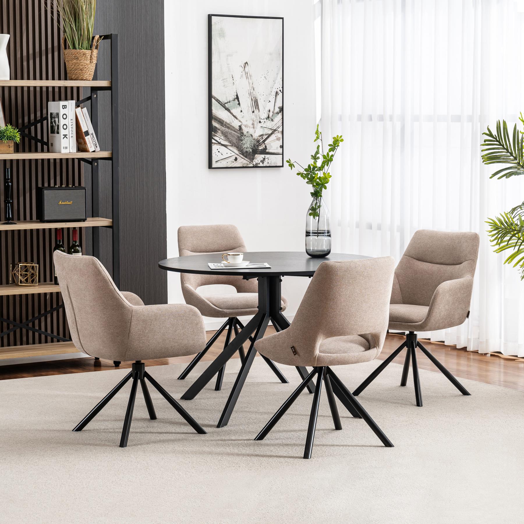 Furnihaus Draaibare Eetkamerstoel Olivia met armleuning Taupe Stof