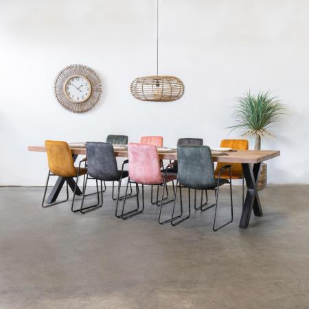 Giga Meubel - Eettafel Mangohout - Zwart Metaal - 160x90x76cm - Duncan
