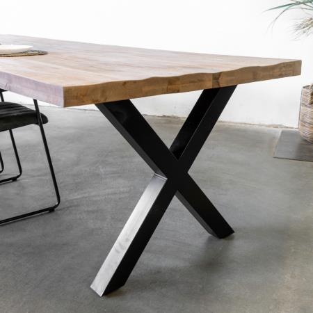 Giga Meubel - Eettafel Mangohout - Zwart Metaal - 160x90x76cm - Duncan