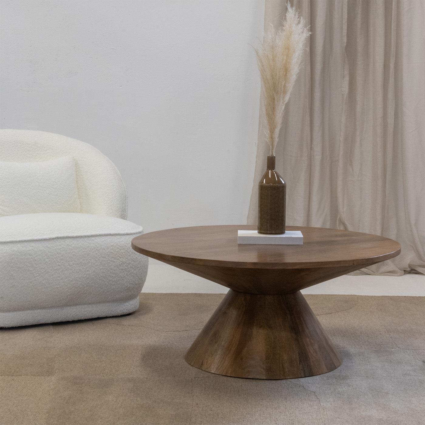 Giga Meubel - Salontafel Rond 90cm - Naturel Mangohout - Sep