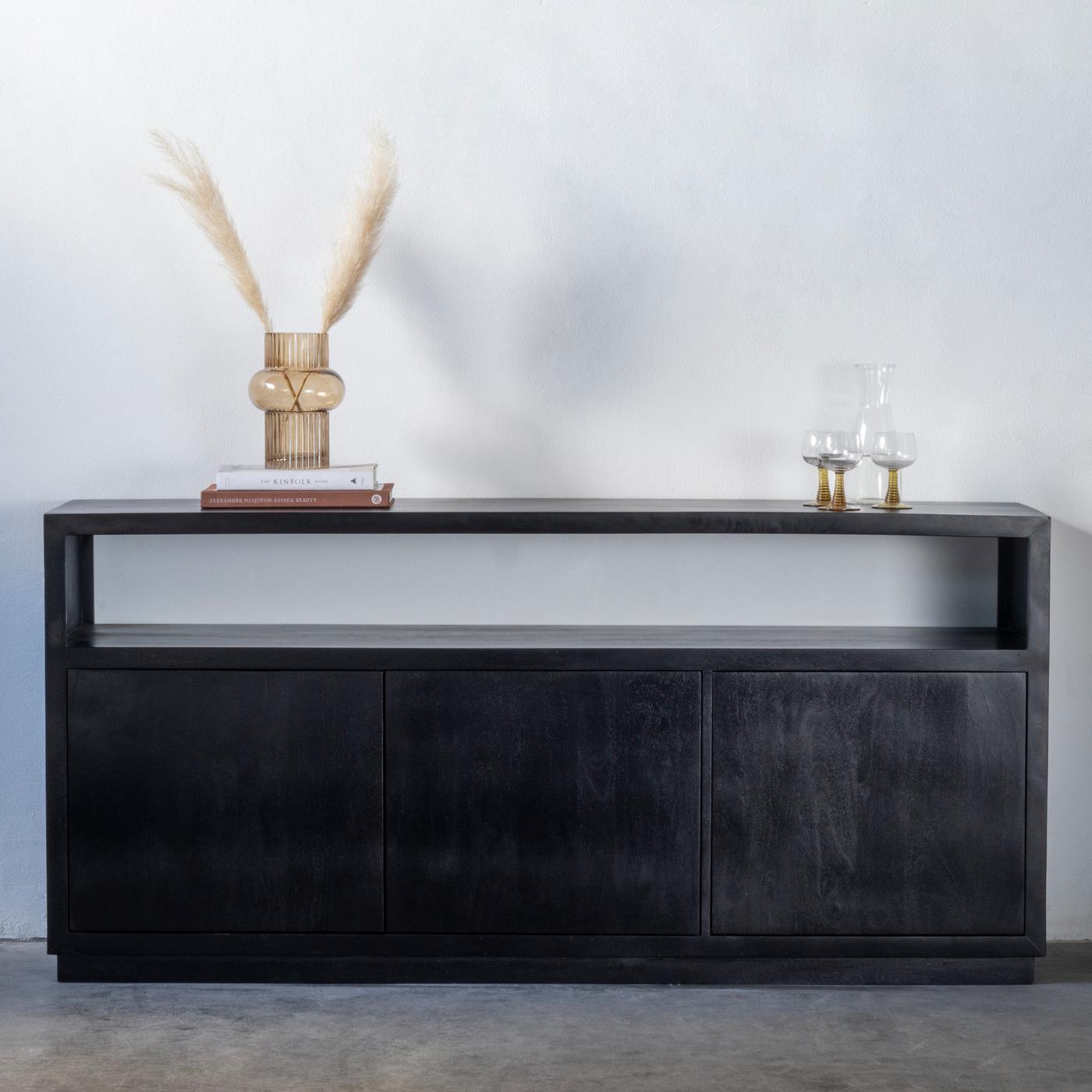 Giga Meubel - Dressoir Zwart Mangohout - Hotel Chique - 180x85x40cm