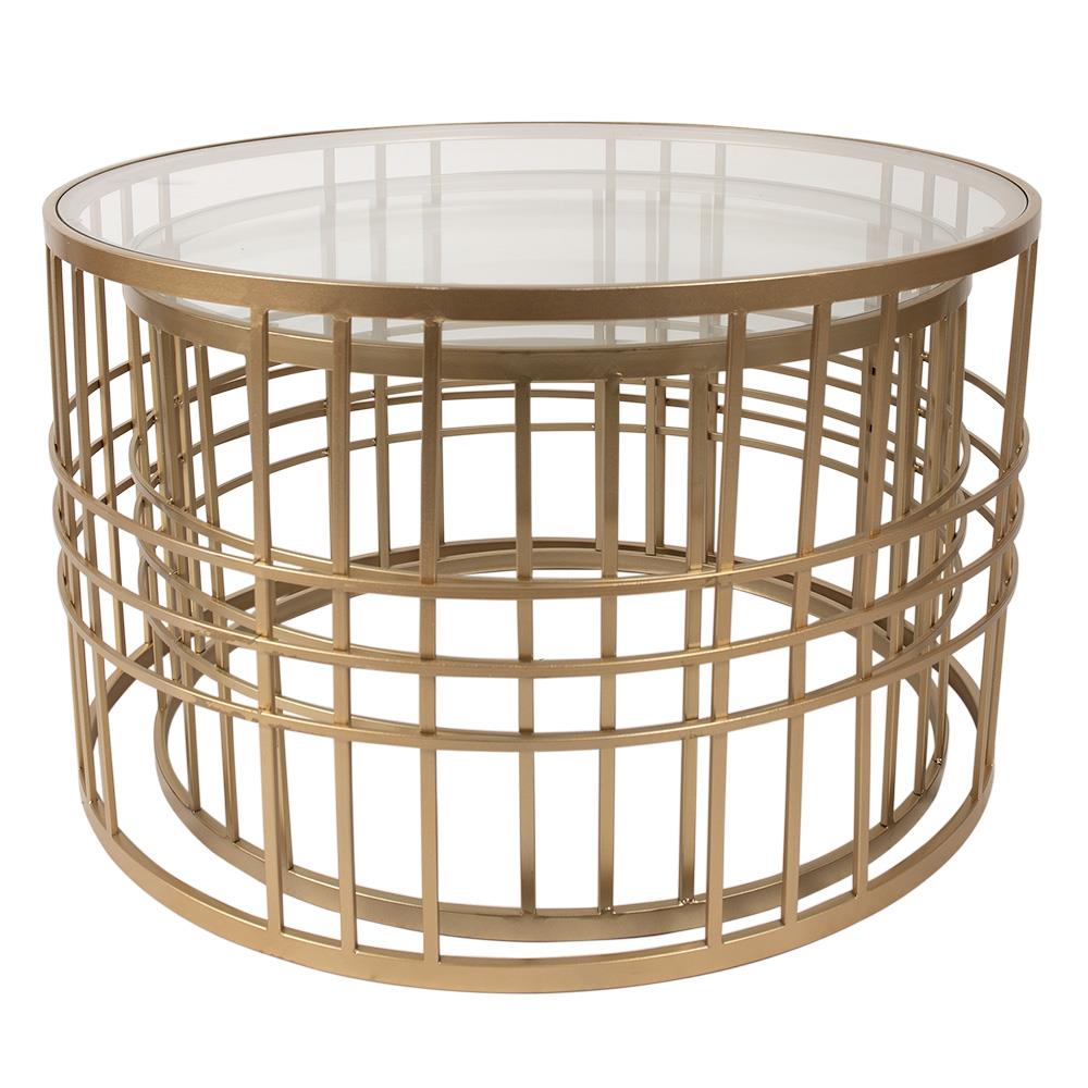 Clayre & Eef Salontafel set van 2   Ø75x46 | Ø66x41 cm Goudkleurig