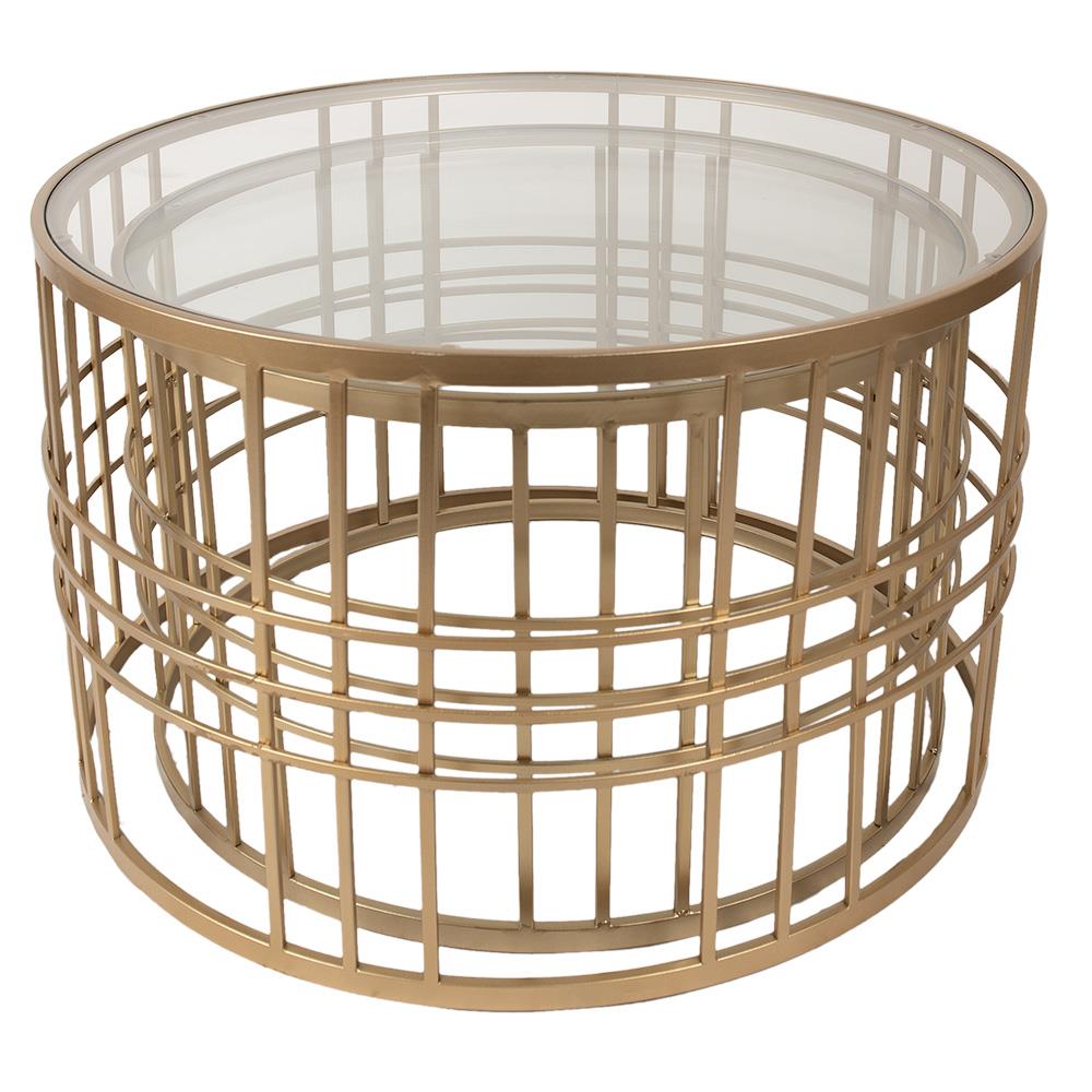 Clayre & Eef Salontafel set van 2   Ø75x46 | Ø66x41 cm Goudkleurig