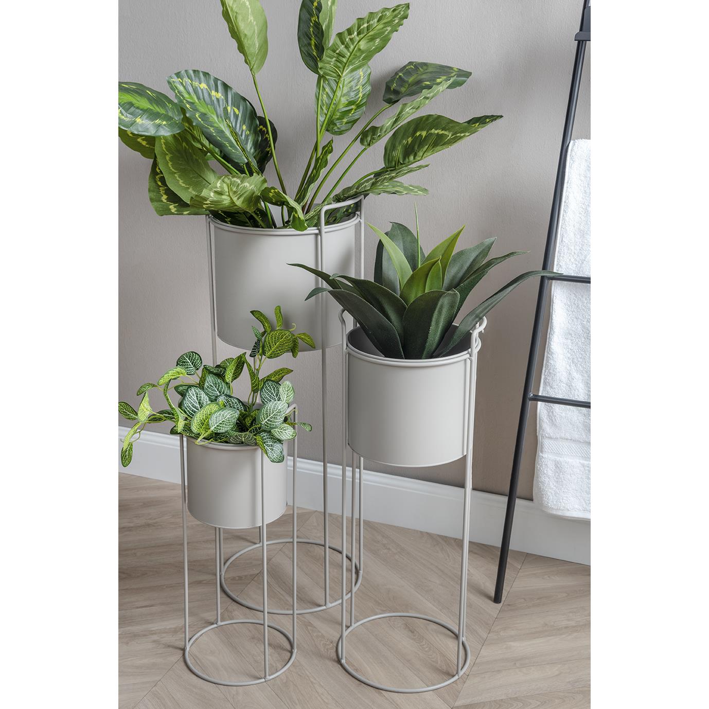 present time - Bloempot set Essence - Zwart - Rond - 80x28cm & 28x23cm & 50x19cm