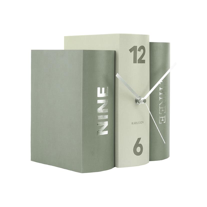 Karlsson - Tafelklok Book - Groen Paper - 20x15x20cm