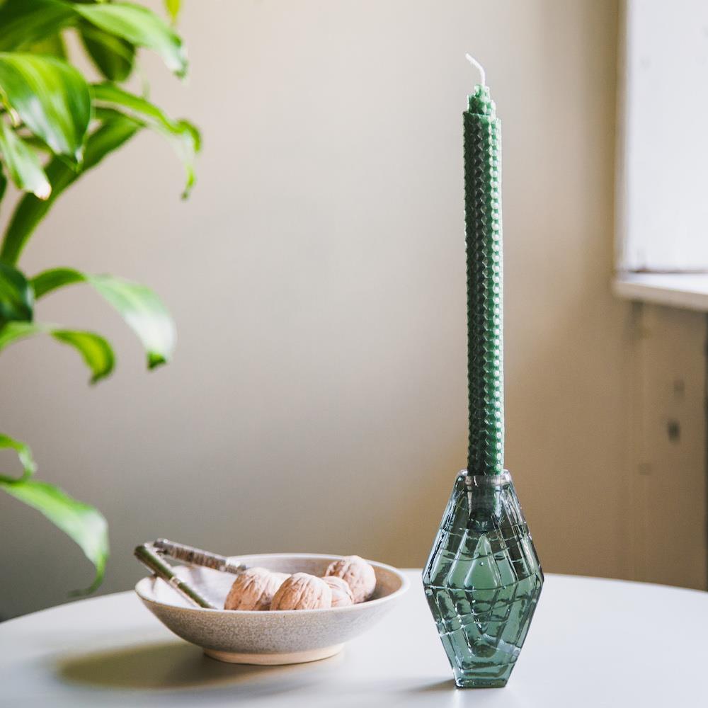 Brût Homeware, Set van 2 Kaarshouder Hexagon, smokey green