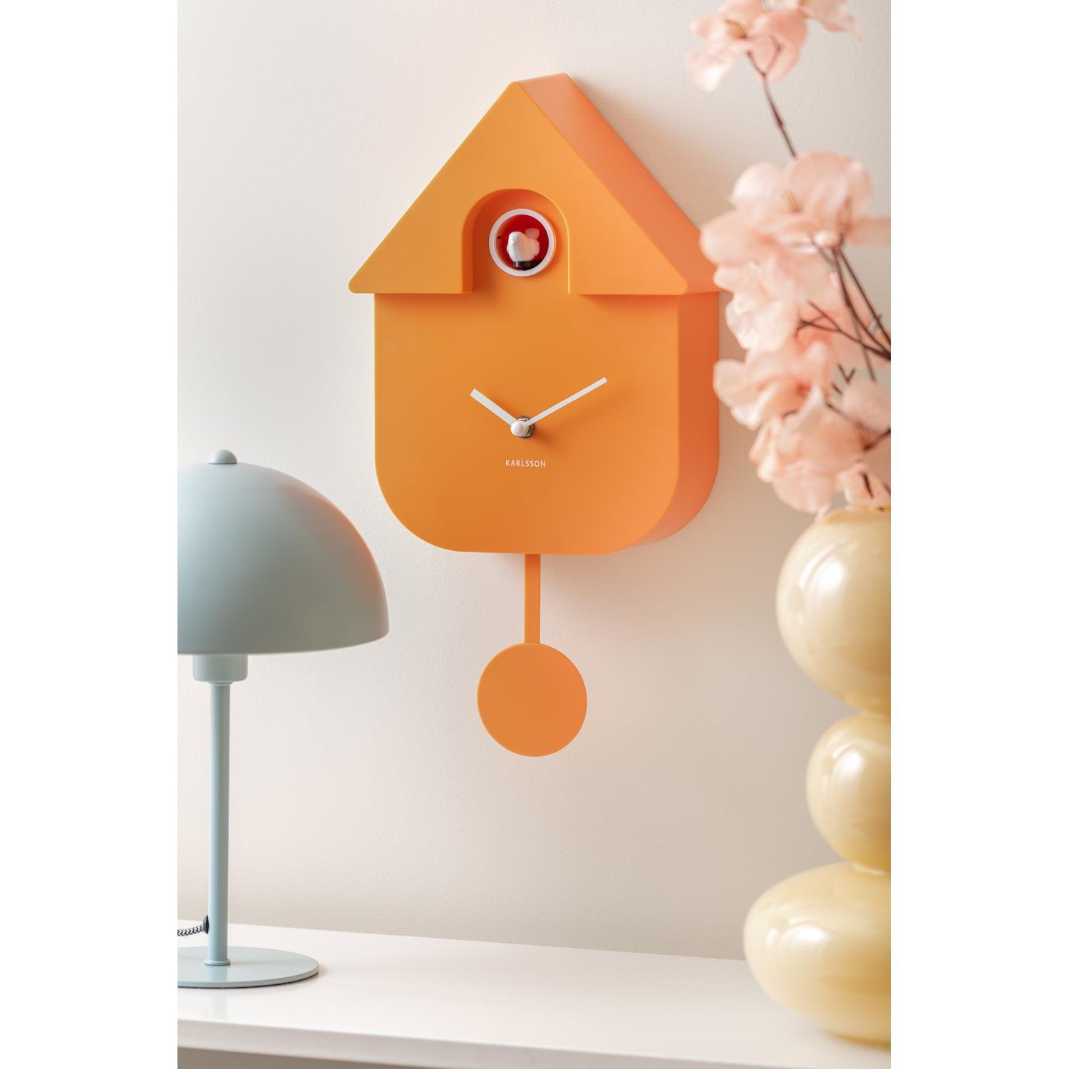 Karlsson - Wandklok Modern Cuckoo - Oranje - 21,5x8,5x41cm