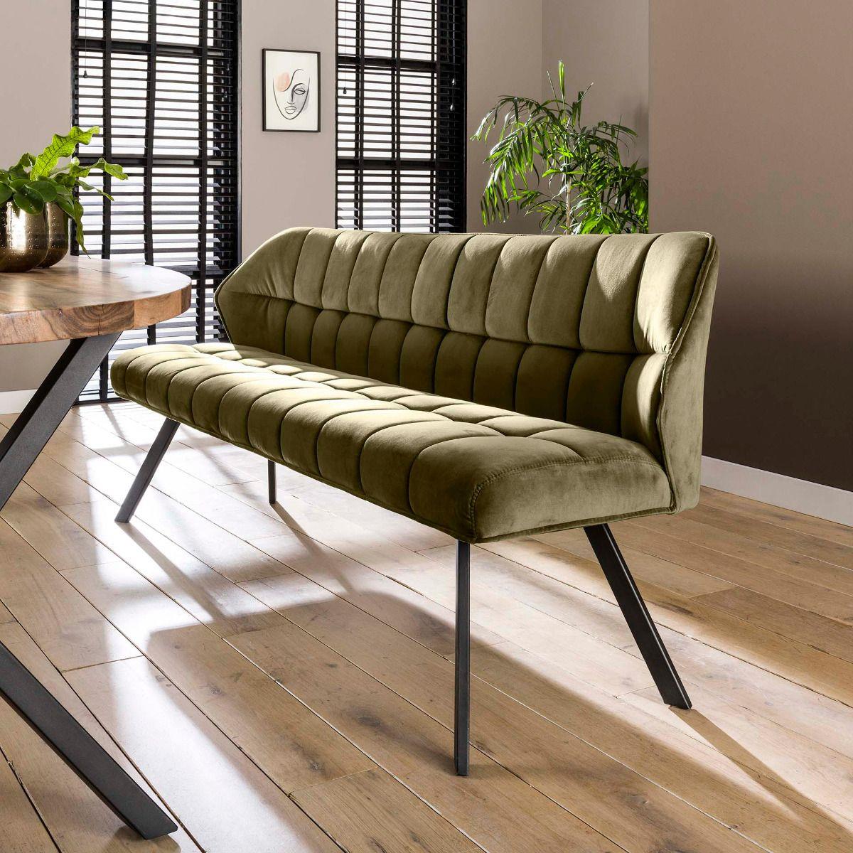 Fraaai - Ramon eetkamerbank 180 cm velvet groen