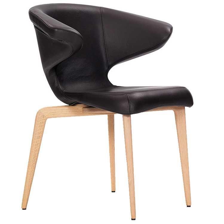 ClassiCon Munich Armchair stoel, eiken onderstel, zwart leer kopen