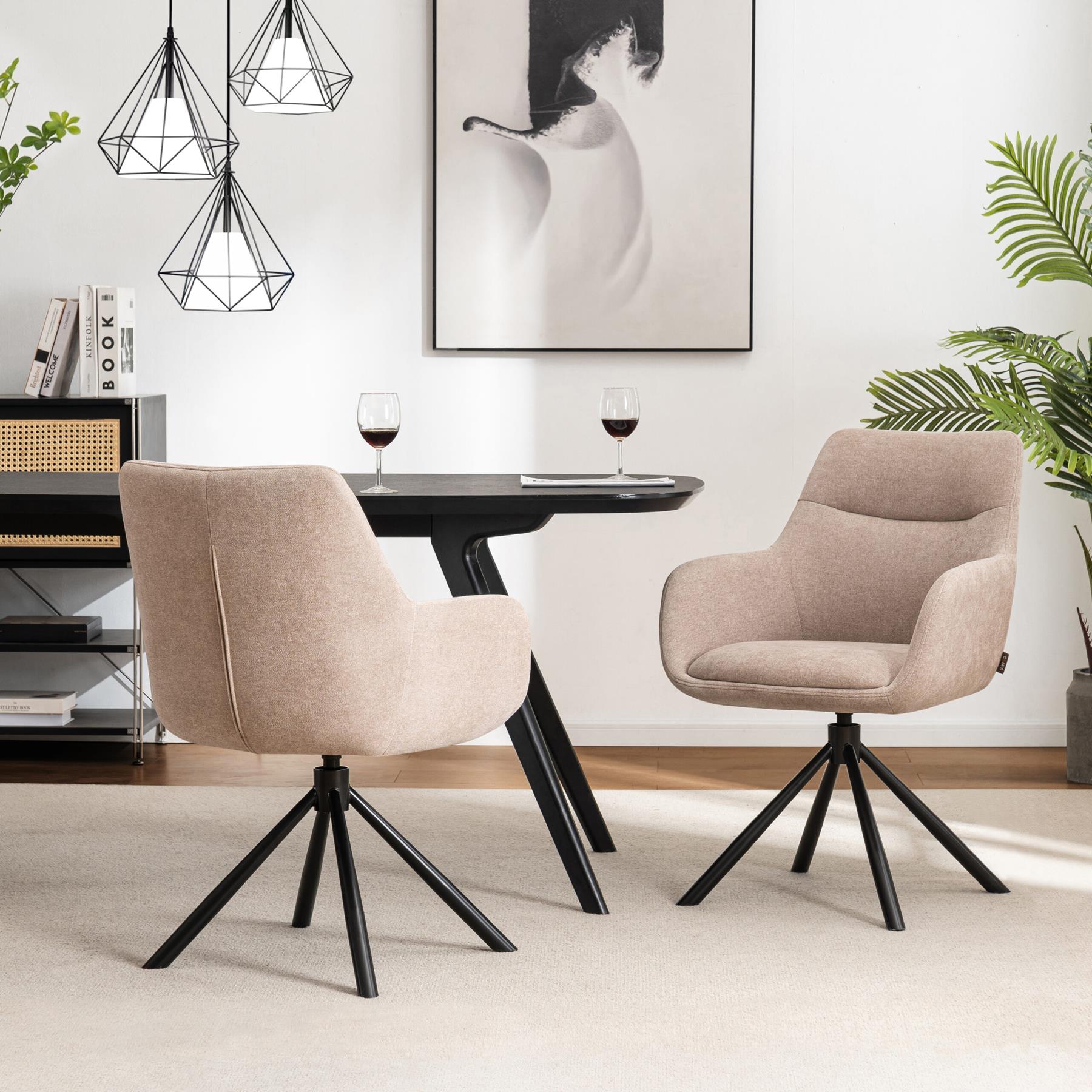 Furnihaus Draaibare Eetkamerstoelen met armleuning set van 4 Taupe