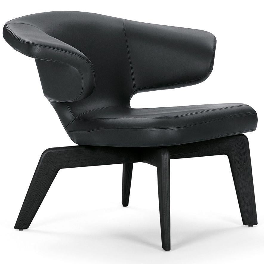 ClassiCon Munich fauteuil zwart onderstel, zwart leer
