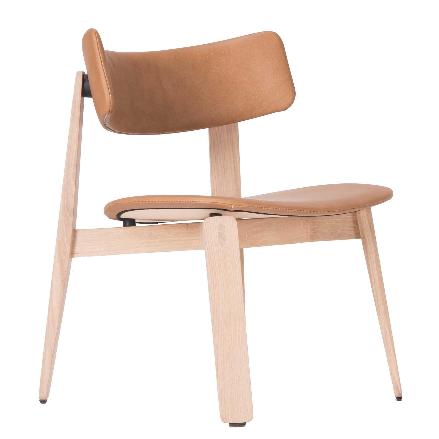 Gazzda Nora lounge stoel whitewash Dakar Leather Nature