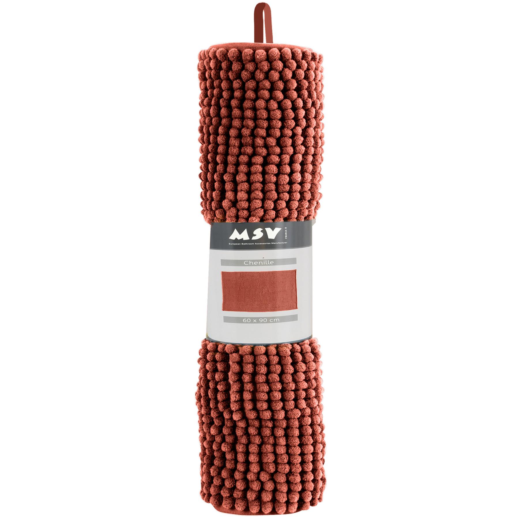 MSV Badkamerkleed|badmat voor op de vloer - terracotta - 60 x 90 cm