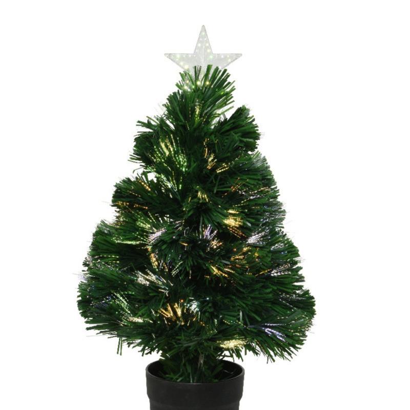 Everlands Kerstboom - kunststof - fiber optic - met licht - 60 cm