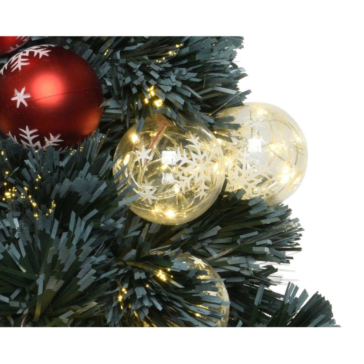Everlands Kerstboom - fiber - met verlichting en kerstballen - 60 cm