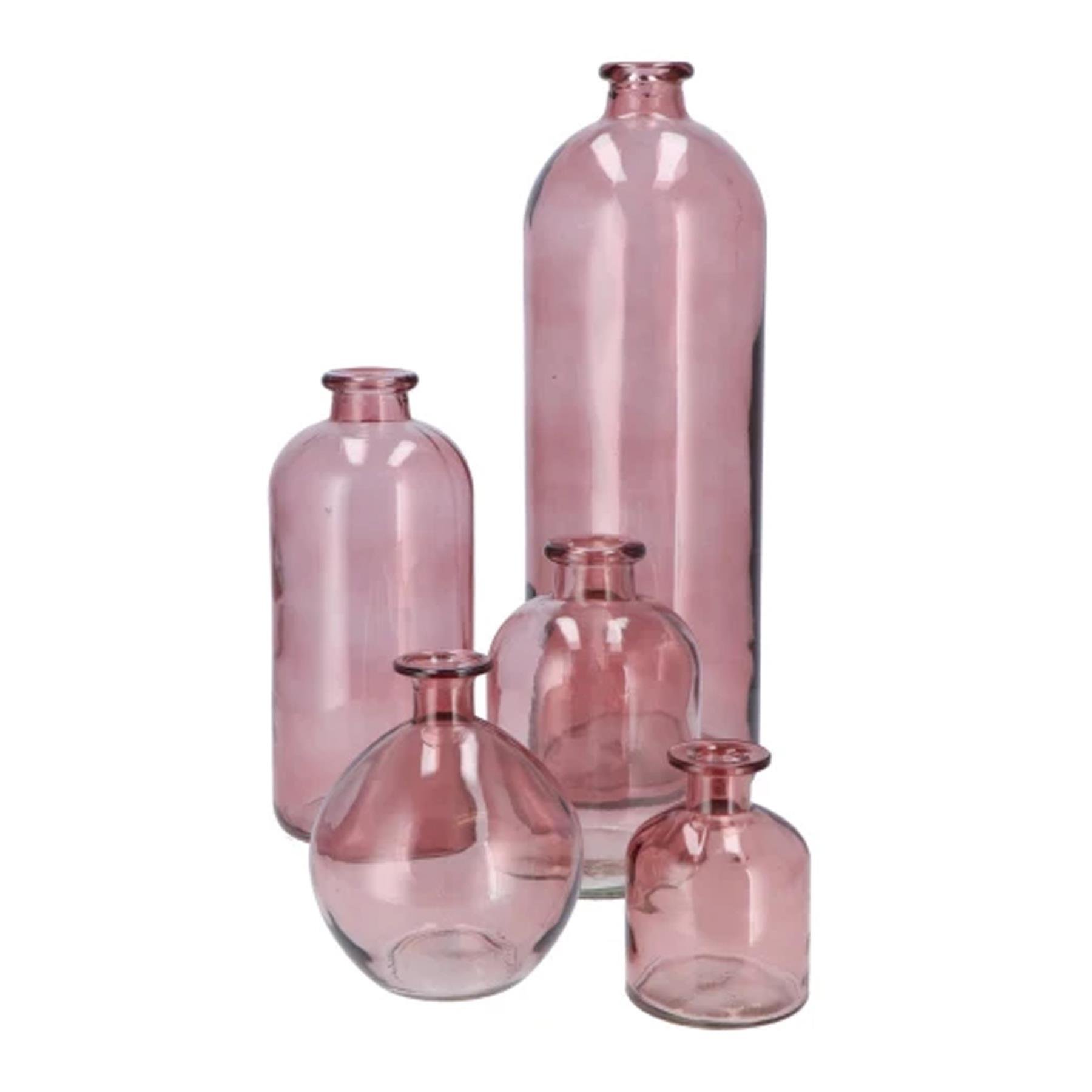 DK Design Bloemenvaas fles model - zacht roze - D11xH17cm