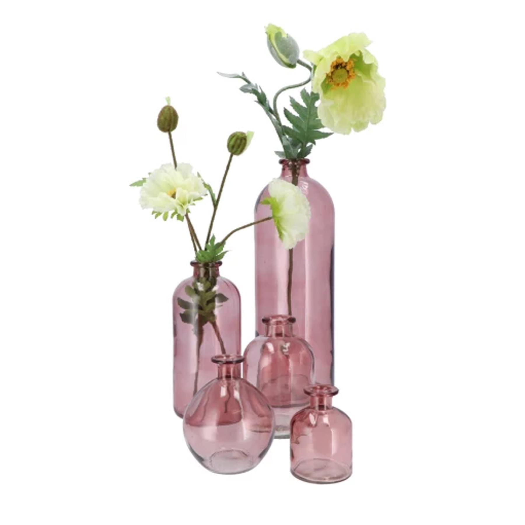 DK Design Bloemenvaas fles model - zacht roze - D11xH17cm