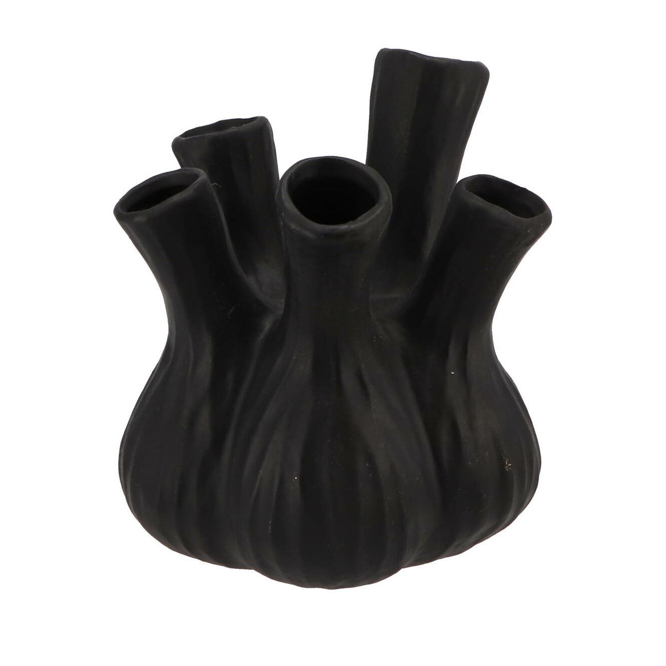 DK Design vaas Aglio - tulpenvaas - mat zwart - D17 x H20 cm