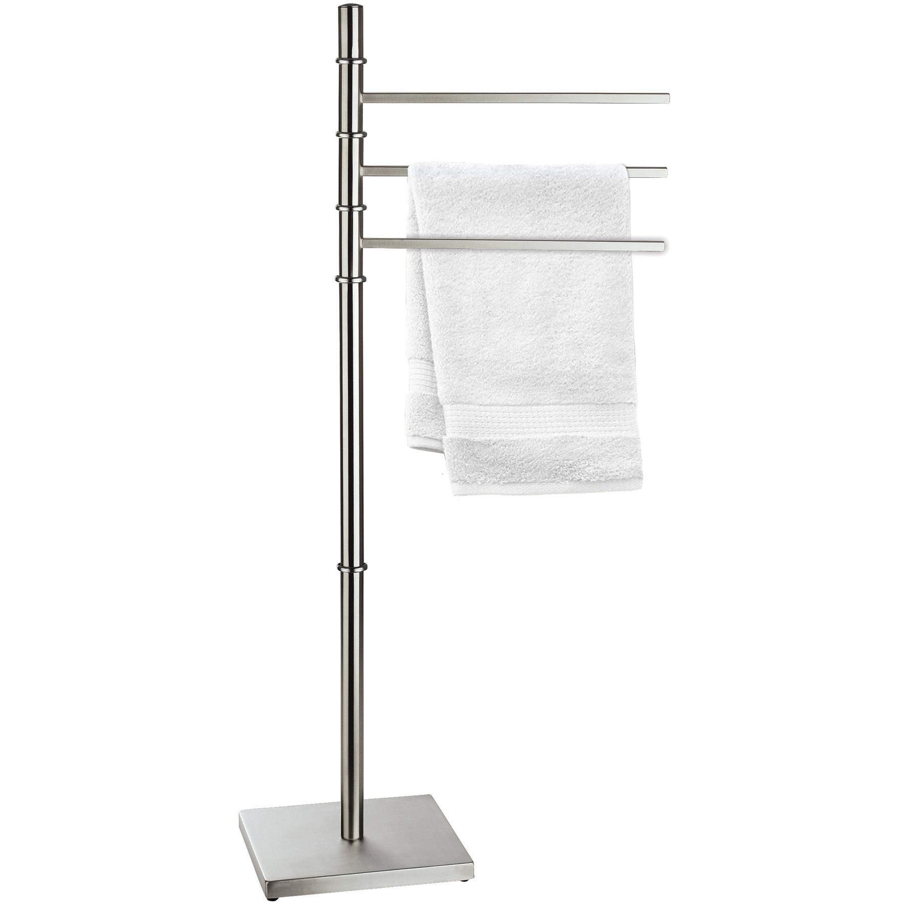 MSV Handdoeken rek badkamer - zilver chroom metaal - 22 x 89 cm