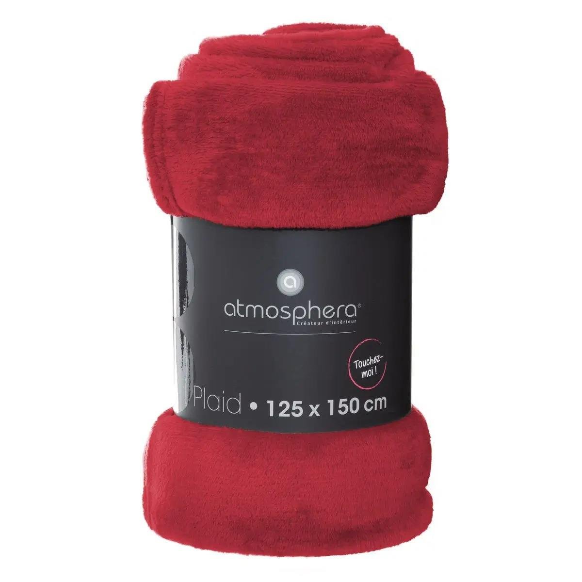 Atmosphera Plaid deken - rood - polyester - 125 x 150 cm