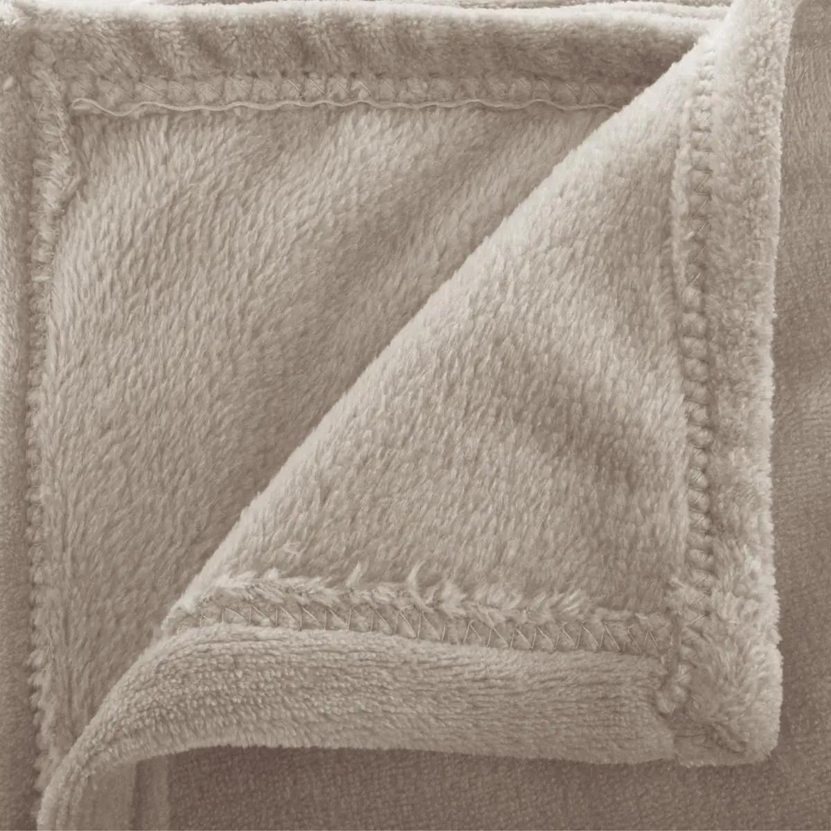 Atmosphera Plaid deken - beige - polyester - 125 x 150 cm