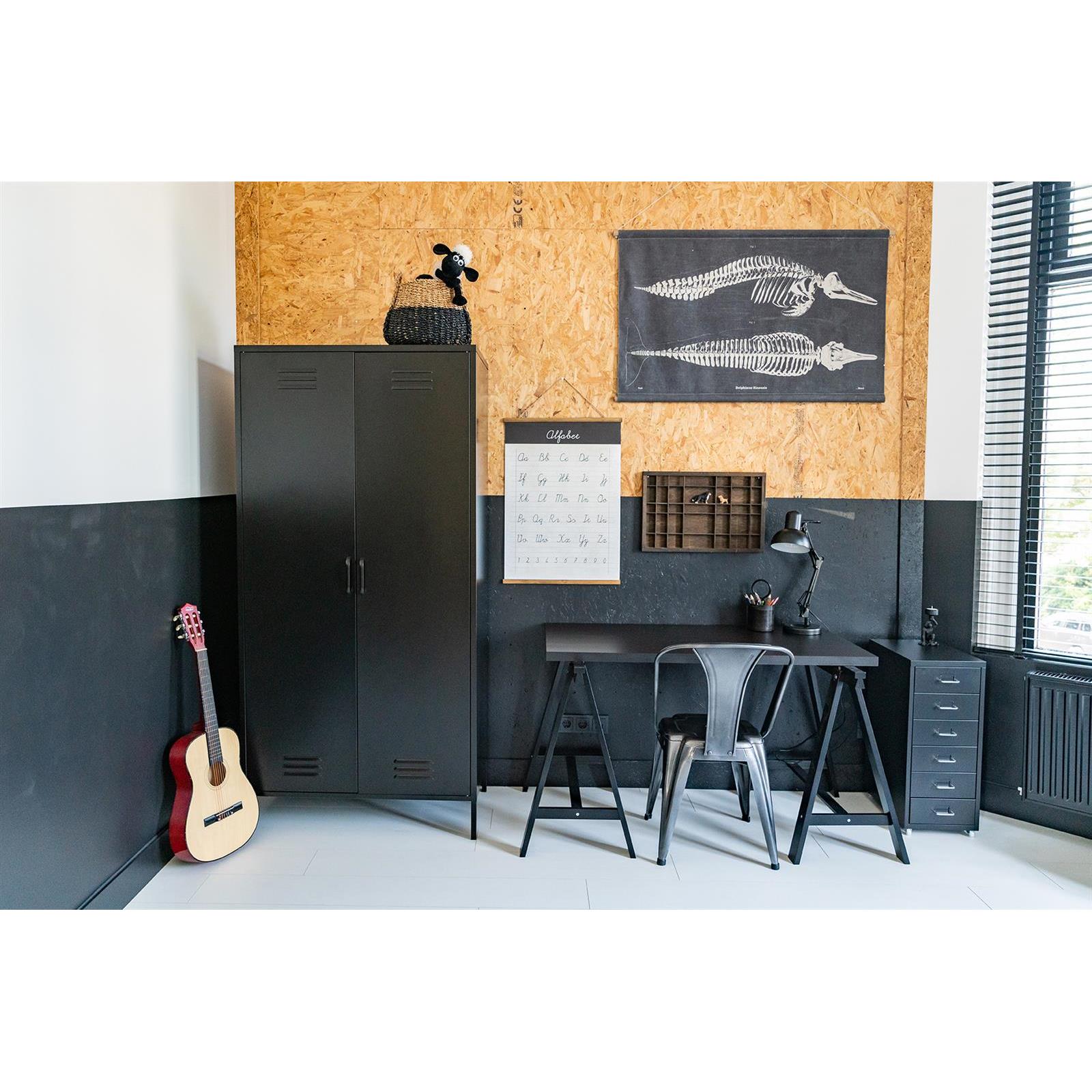 MaximaVida Finn kleding lockerkast met 4 schappen zwart