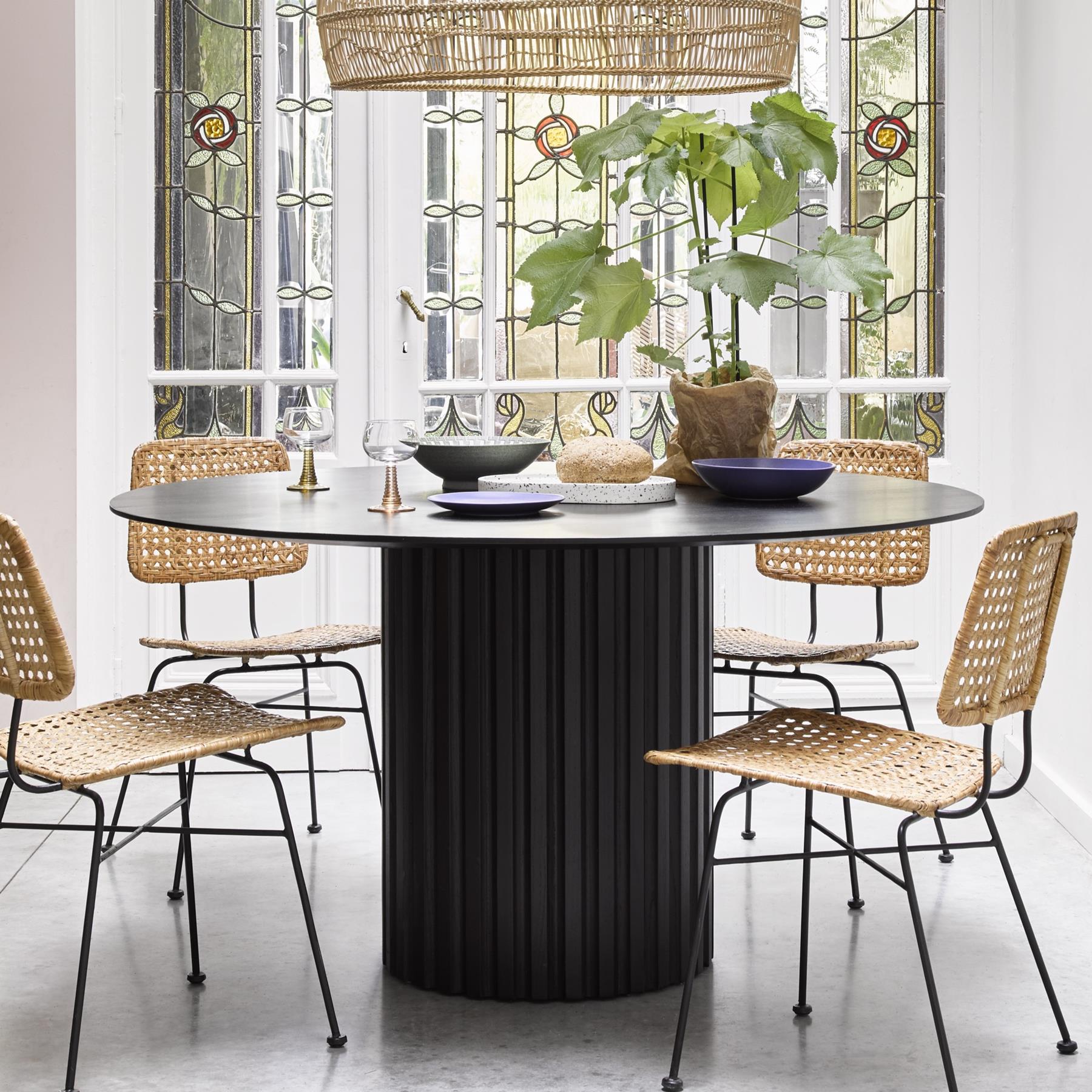 HKliving Pillar Eettafel - Ø 140 cm - Zwart 