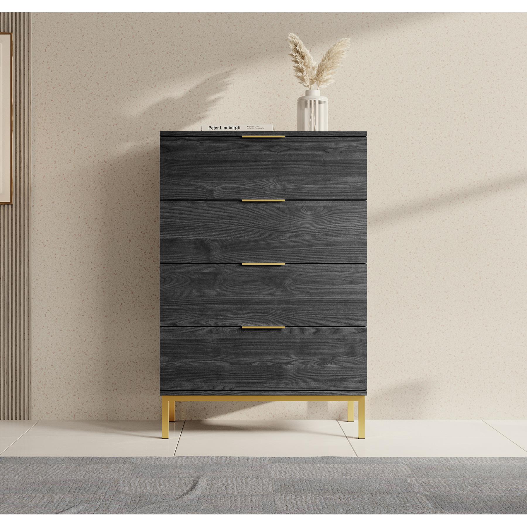 Meubella Ladekast Ponchi - Zwart eiken - 70 cm