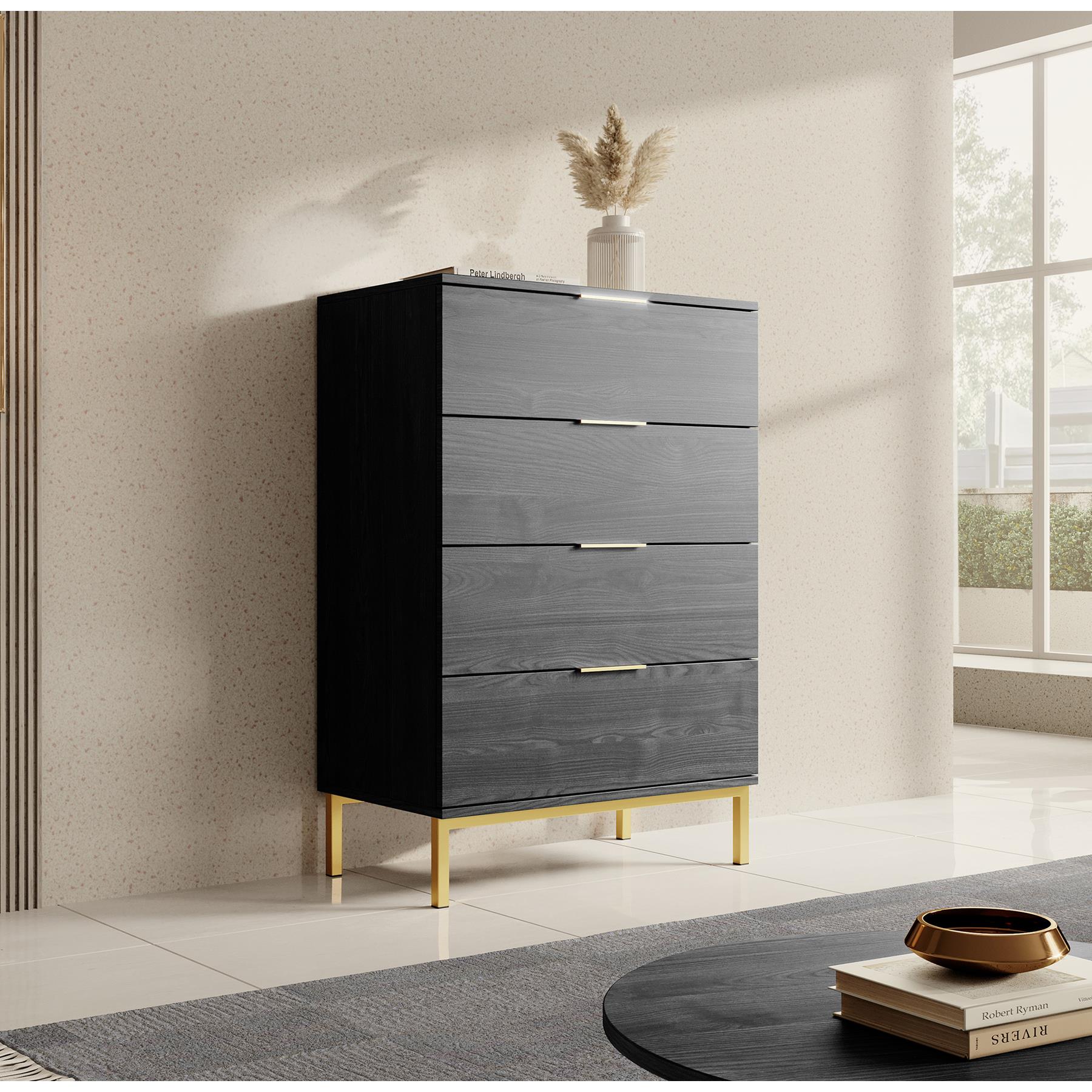 Meubella Ladekast Ponchi - Zwart eiken - 70 cm
