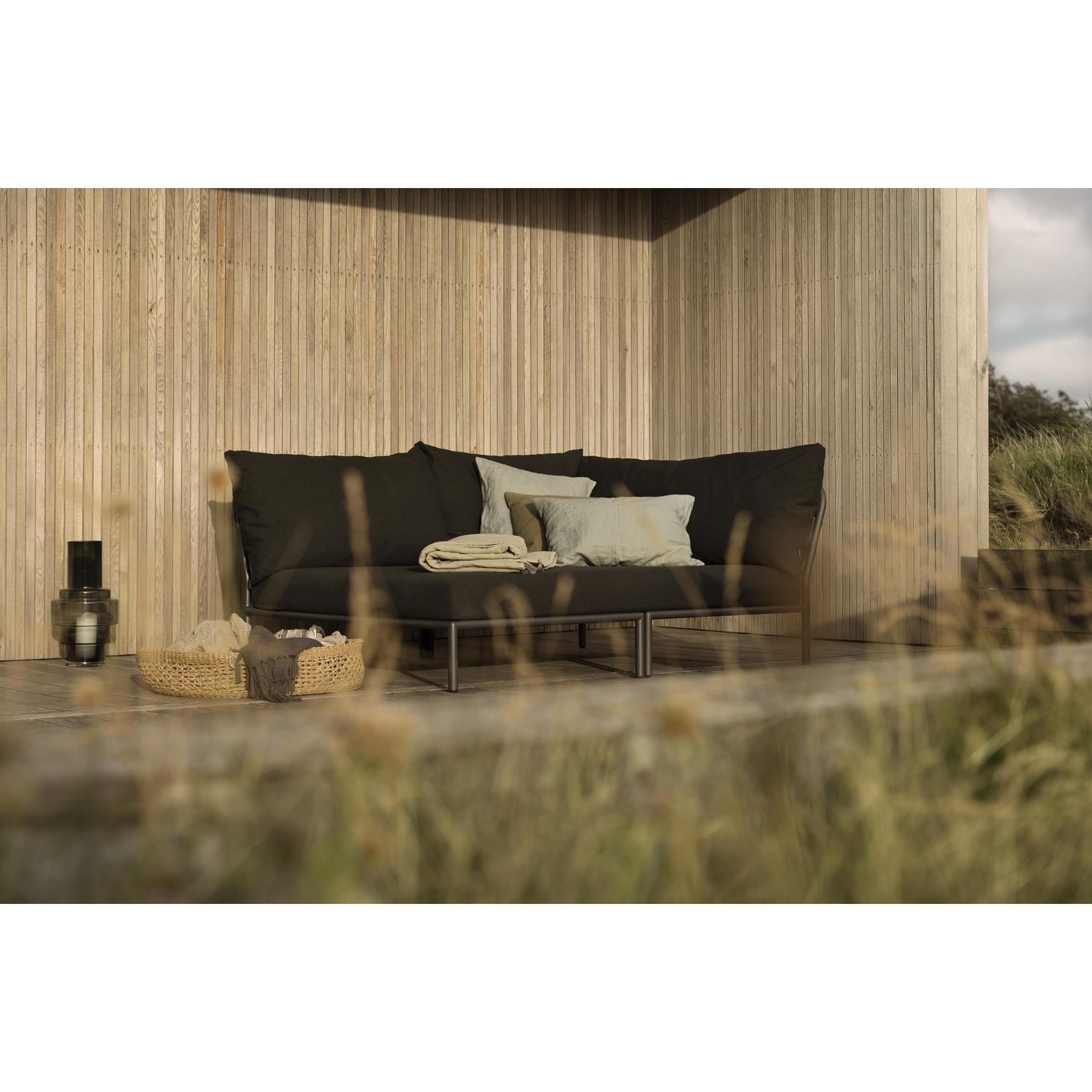Houe Level2 Cozy Corner loungebank rechts frame donkergrijs stof leaf