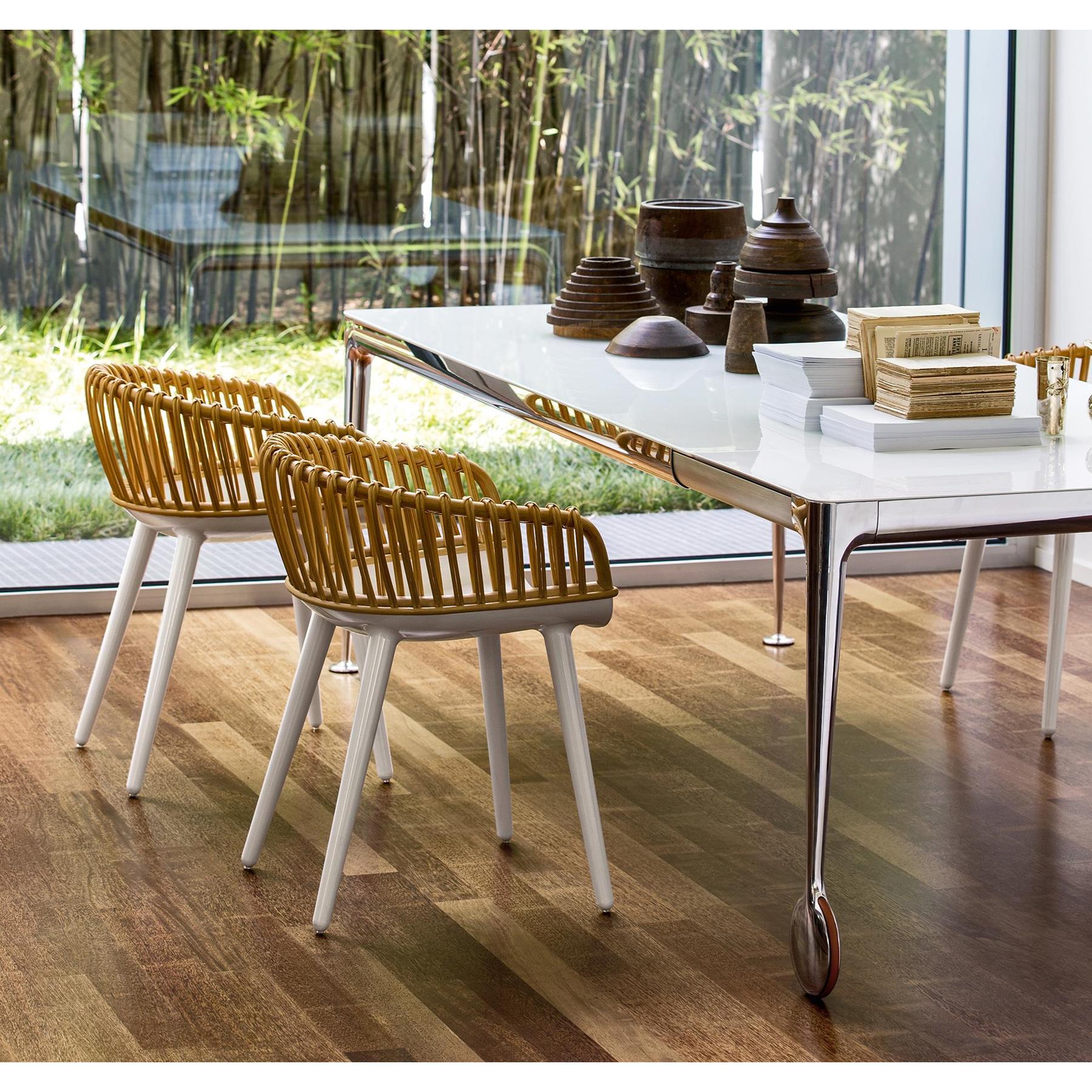 Magis Cyborg Club stoel naturel wicker glossy white