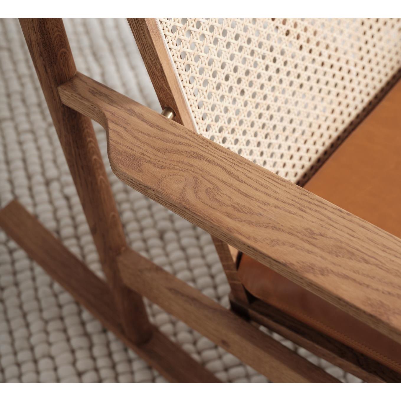 Warm Nordic Swing Rocking Chair teak, Camel Silk 0250