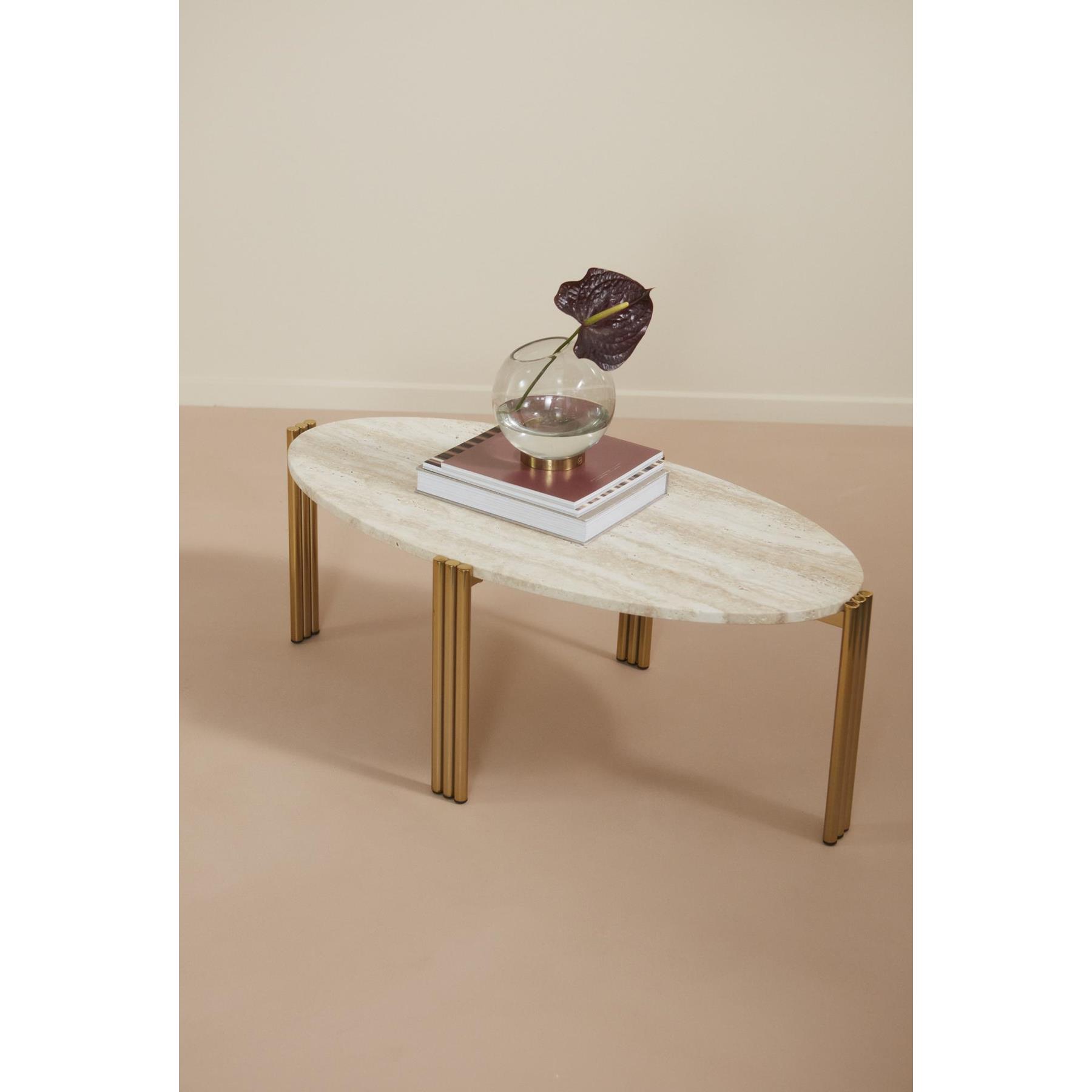 AYTM Tribus ovaal salontafel zwart|travertine