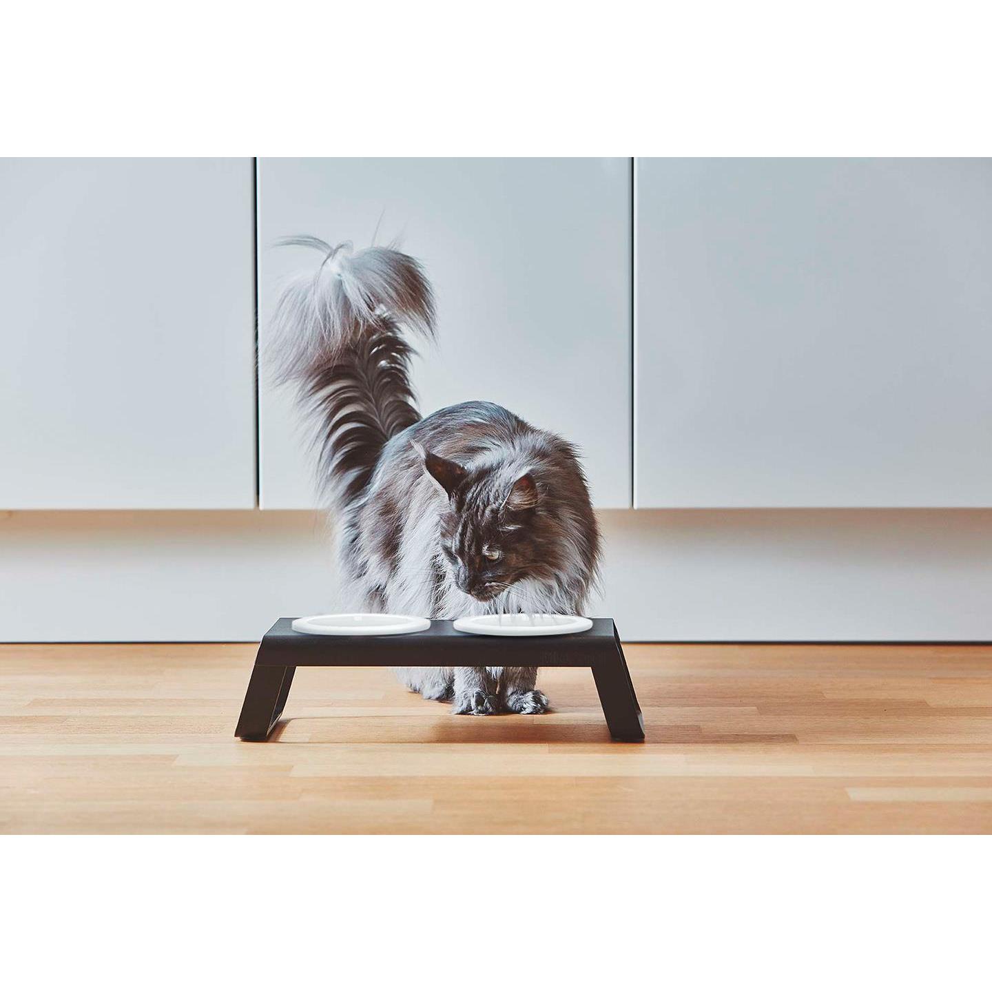 MiaCara Desco kattenvoerbak porselein zwart