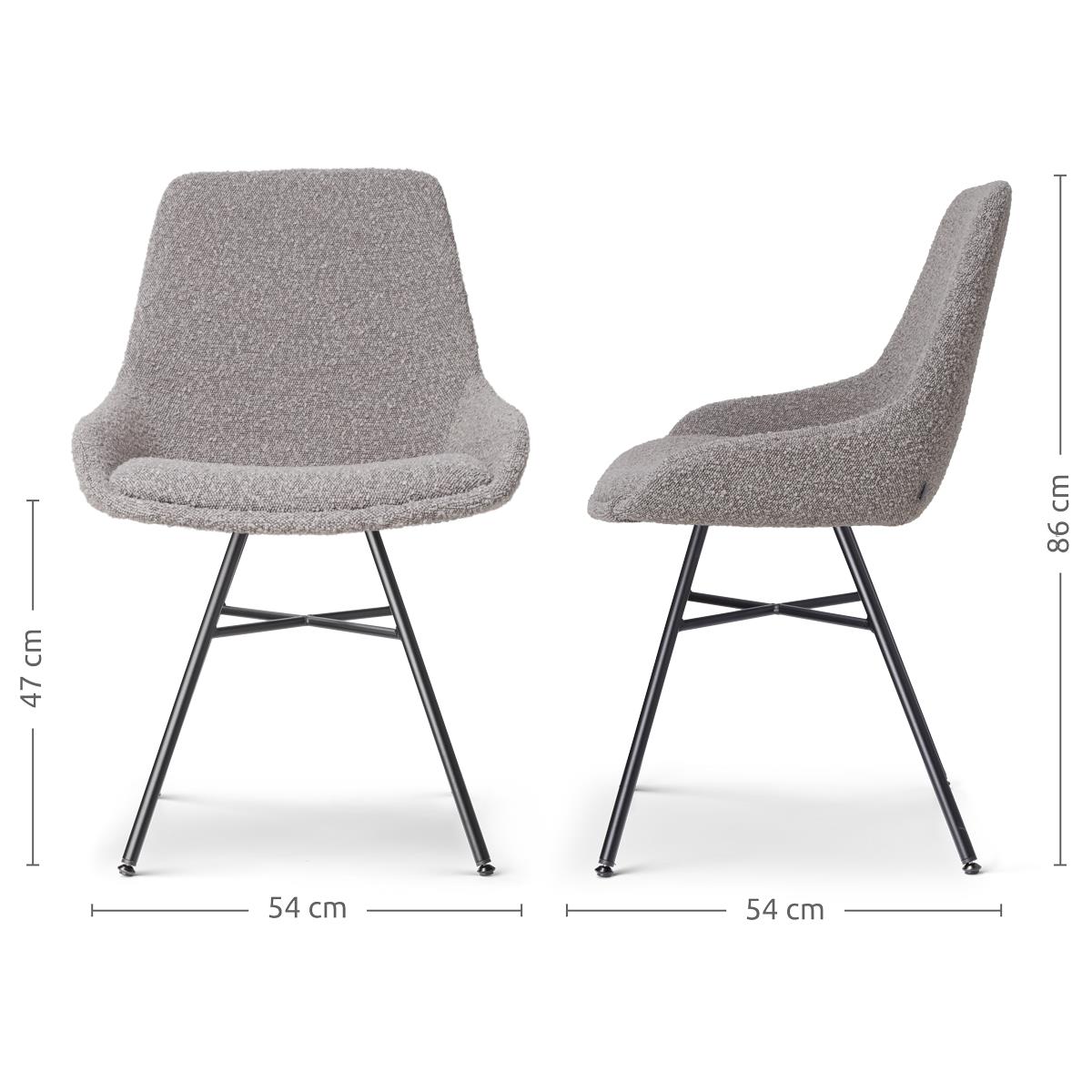 Nolon Noa-Isa Eetkamerstoel Bouclé Taupe - Stof - Zwart Onderstel
