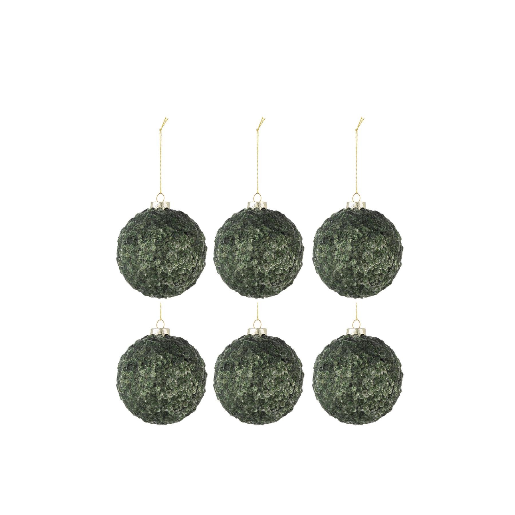 JLine Kerstballen glas donker groen & glitters small 6 stuks