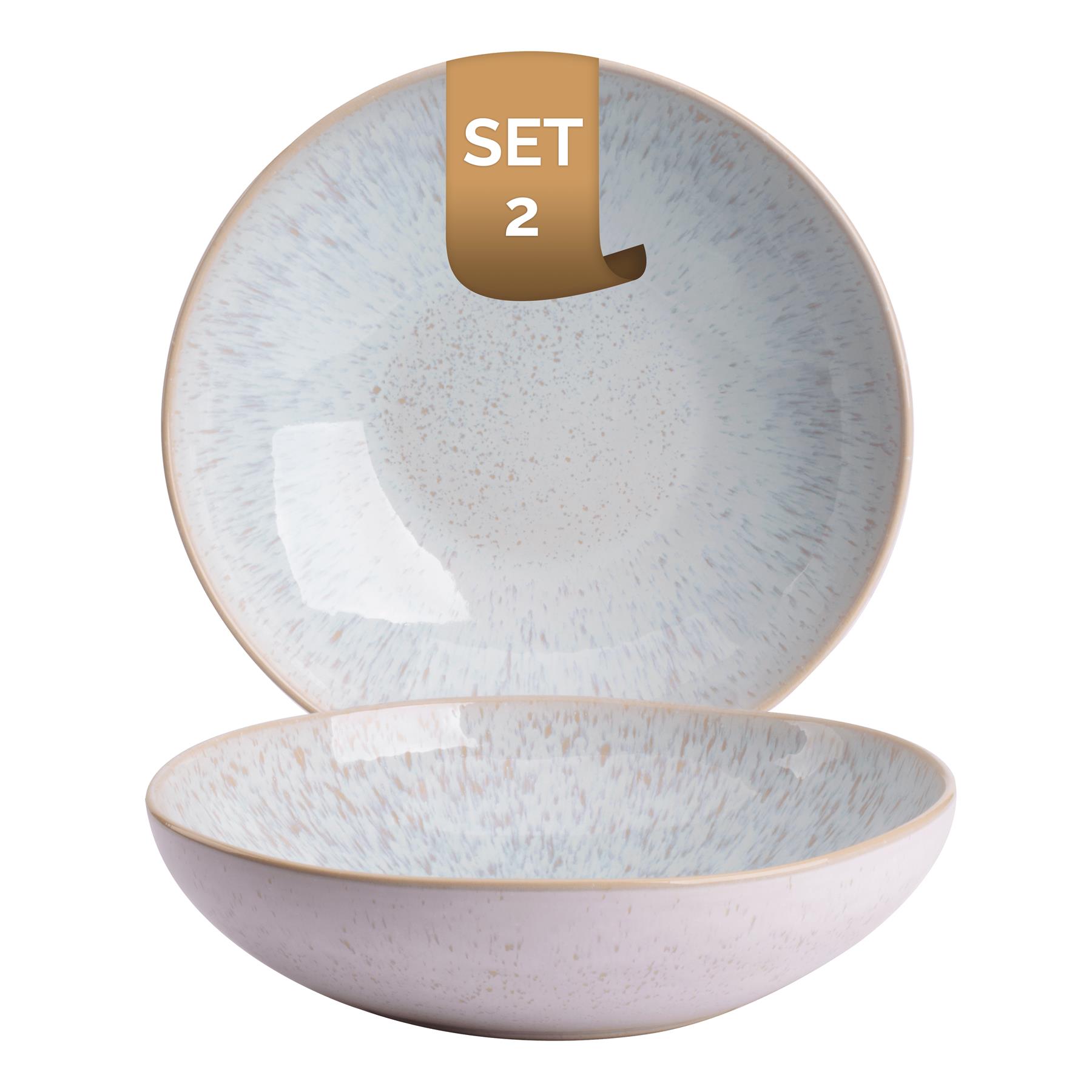 Palmer Bord diep Light Blue Sea 22 cm Blauw Wit Stoneware 2 stuks