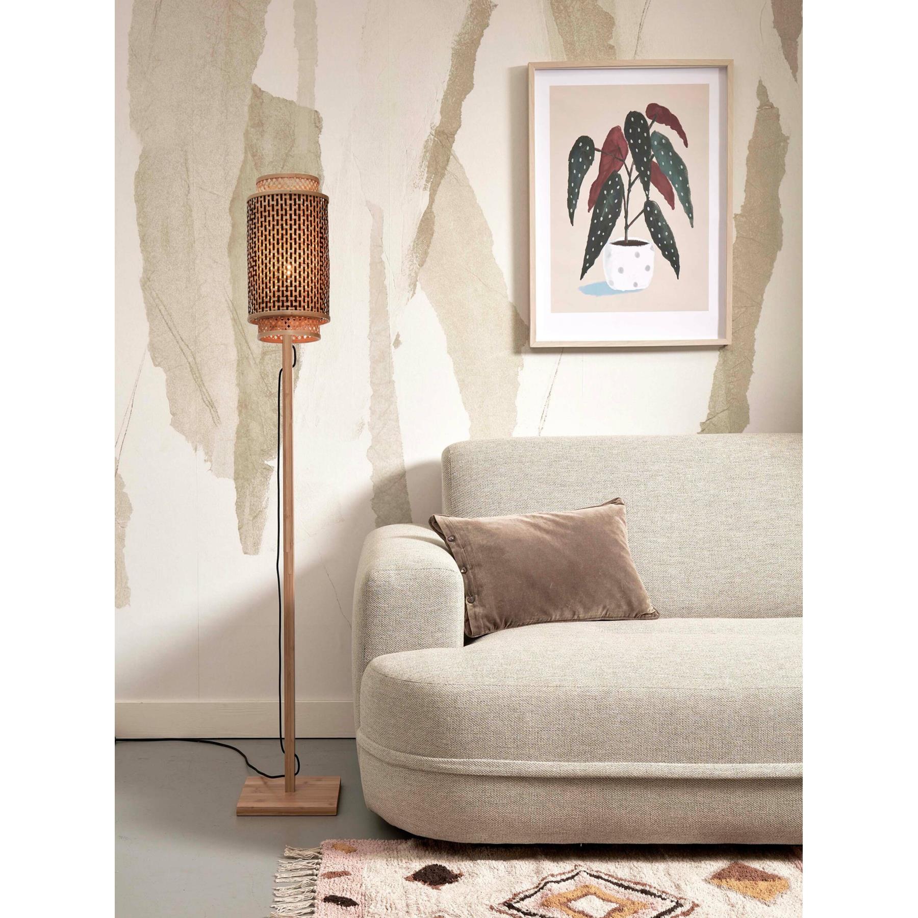 GOOD&MOJO Vloerlamp Bhutan - Bamboe|Zwart - 20x20x145cm