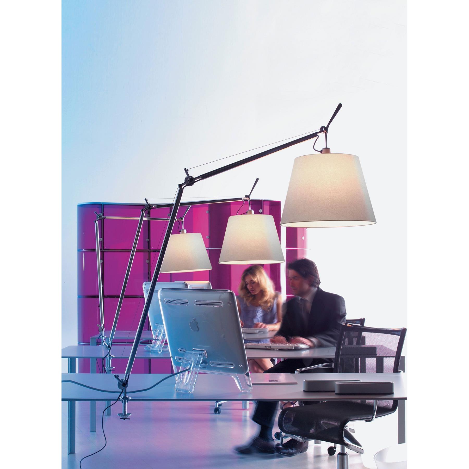 Artemide Tolomeo Mega klemlamp retrofit met dimmer 42cm perkament