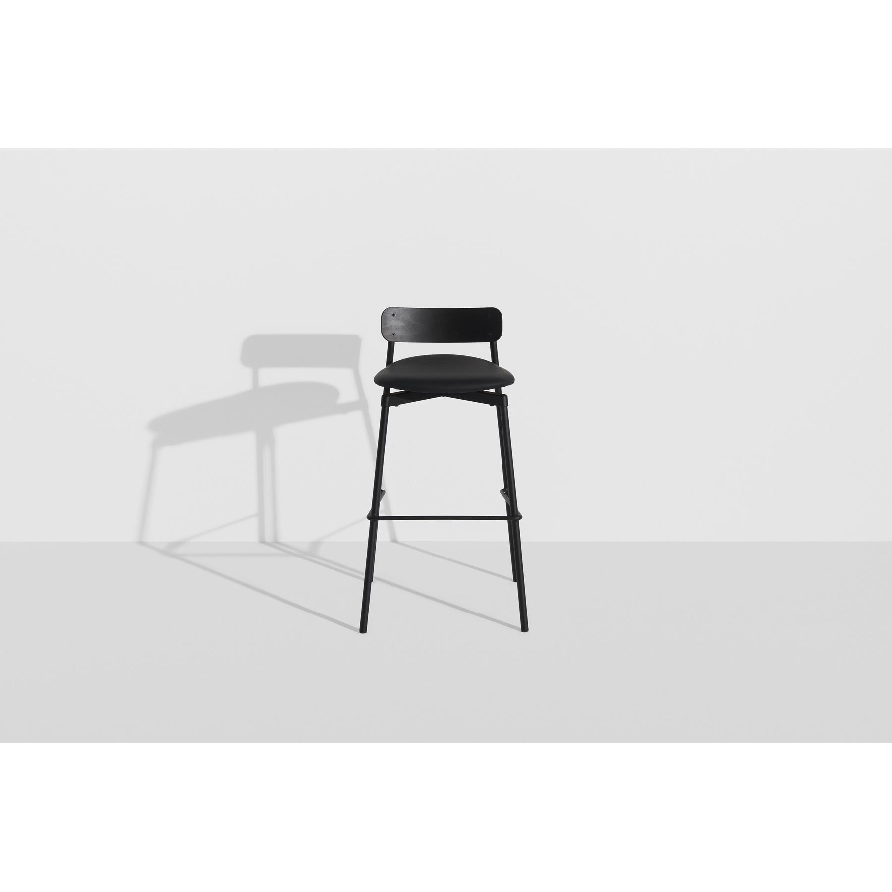 Petite Friture Fromme Wood barkruk H75 Leather Black