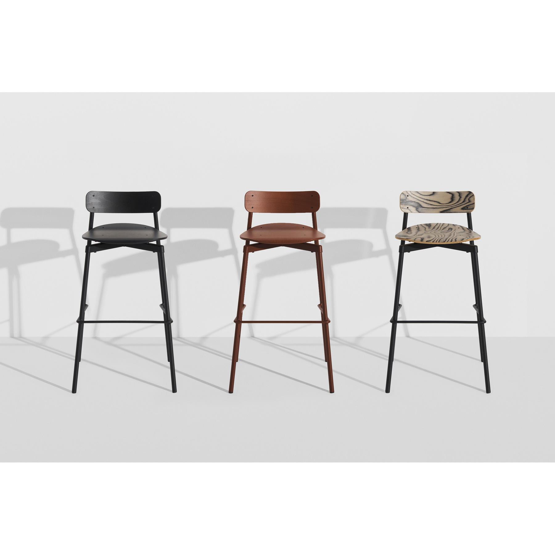 Petite Friture Fromme Wood barkruk H75 Leather Black