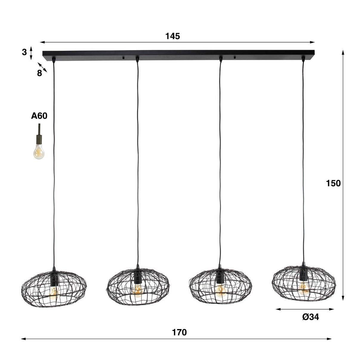 Fraaai - Kauna hanglamp 4L metaal zwart|bruin