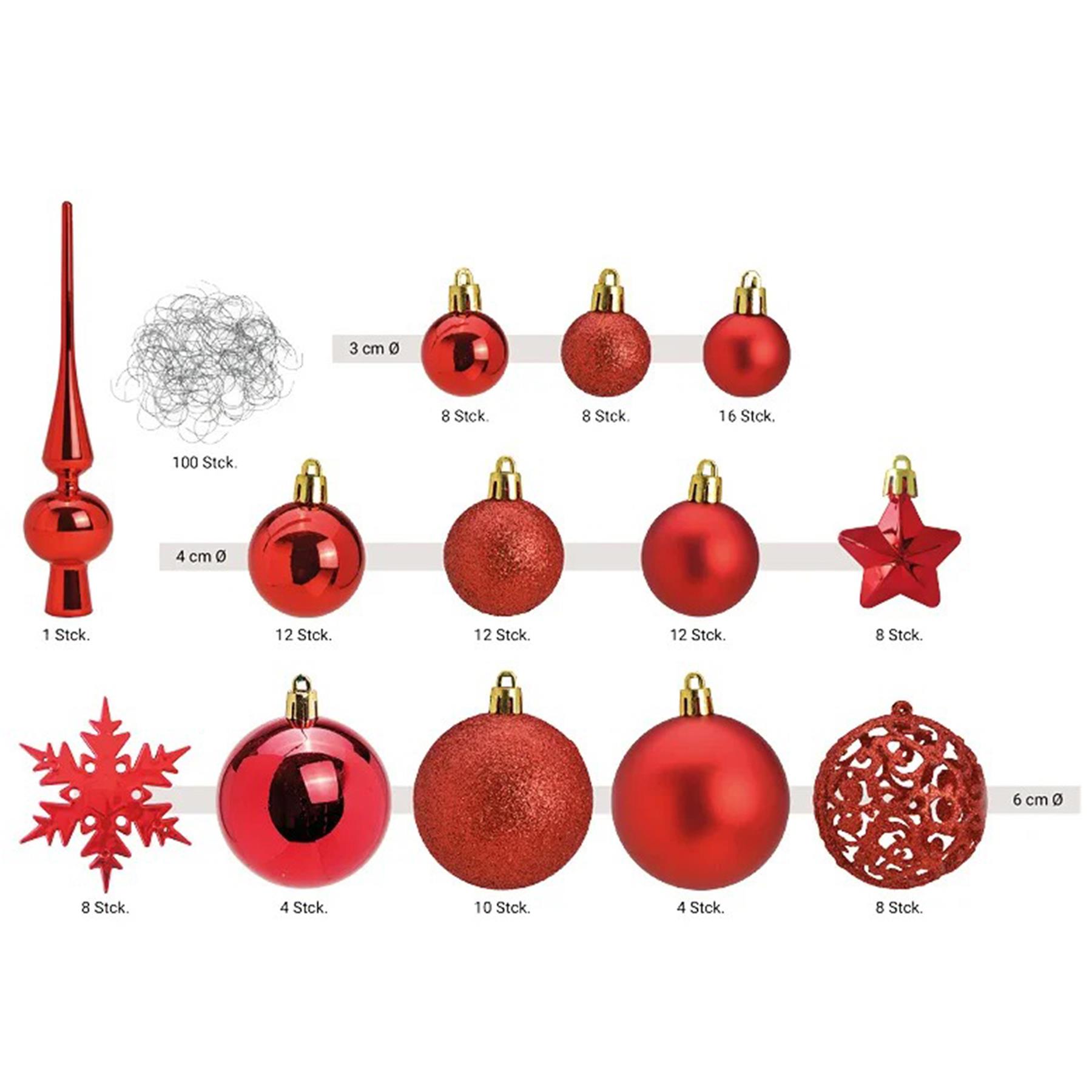 Bellatio decorations Kerstballen set 110 stuks rood kunststof