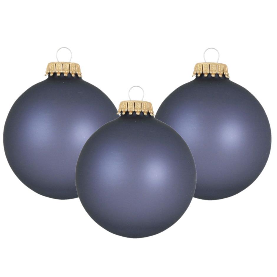 Krebs Kerstballen - 8 st - glas - blue stone velvet - 7 cm