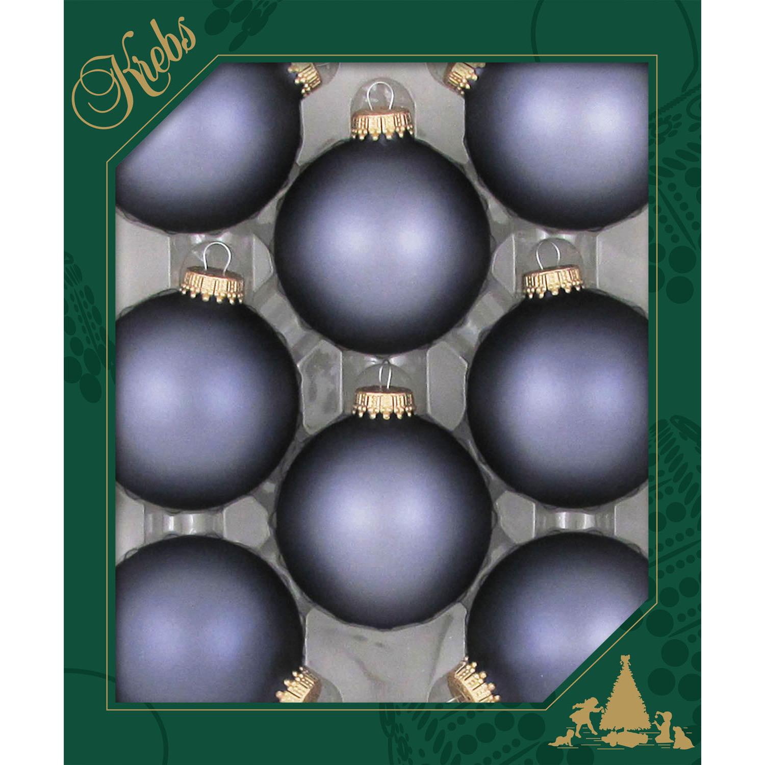 Krebs Kerstballen - 8 st - glas - blue stone velvet - 7 cm