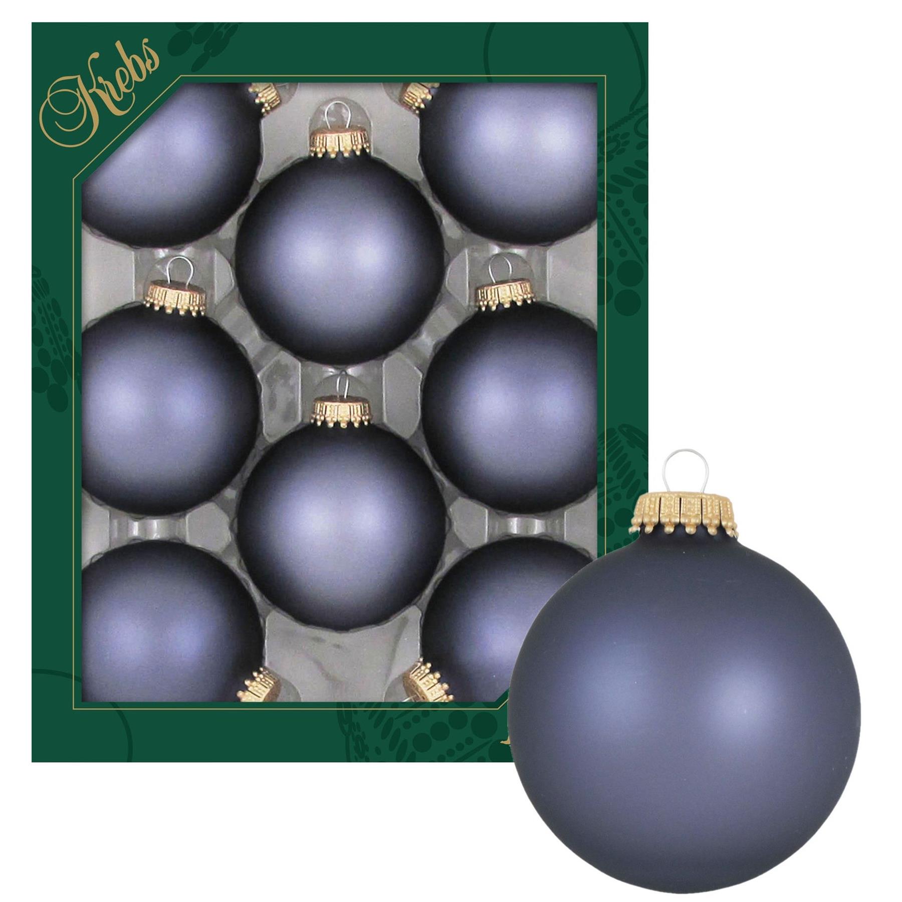 Krebs Kerstballen - 8 st - glas - blue stone velvet - 7 cm