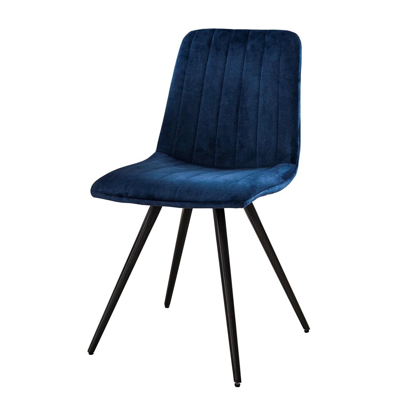 Giga Meubel - Stoel Straight Stitch Velvet Blauw  - Set van 4