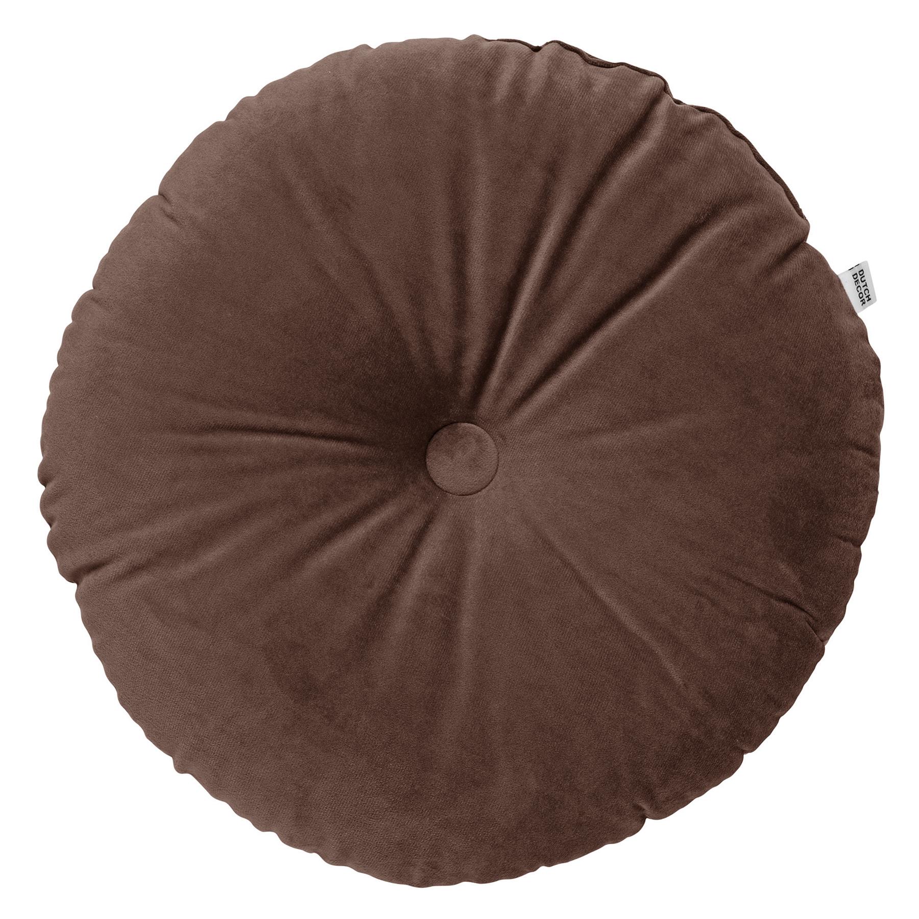 Dutch Decor Sierkussen rond Ø 40 cm velvet OLLY donker bruin kopen