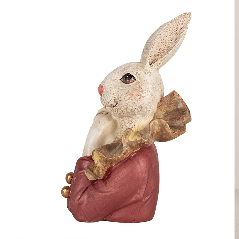 Clayre & Eef Beeld Konijn 17 cm Beige Roze Polyresin Paasdecoratie